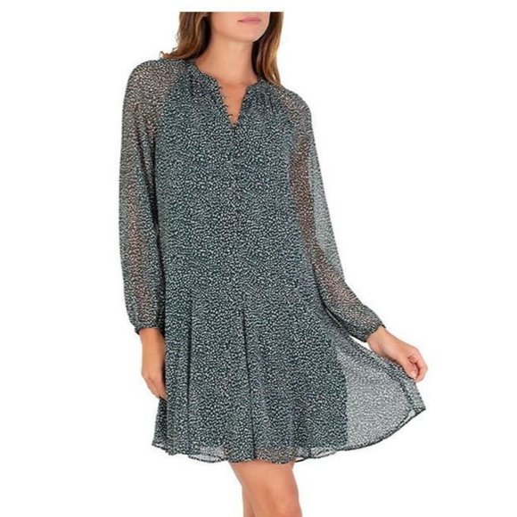 Joie Balloon Sleeve Arctic Animal Spot Green White Dress Women's Size Medium M - Picture 9 of 9